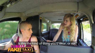 Carly Rae and her lesbian friend get frisky in a fake taxi cab - sexu.com
